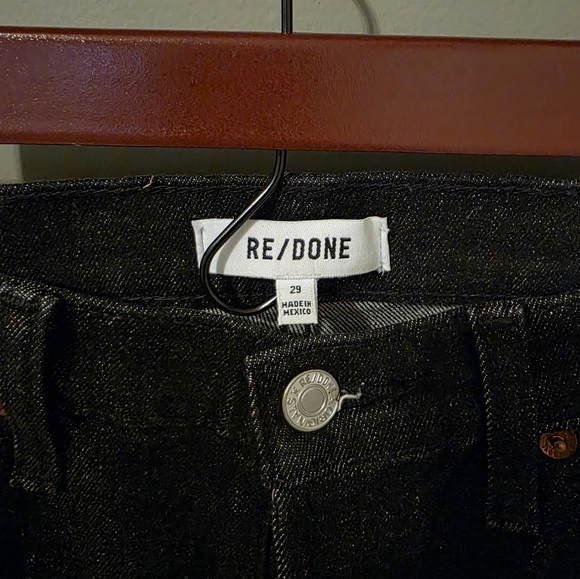 Re/Done Black Noir OP Buttonfly Raw Hem Jeans Size 29 - Picture 3 of 13